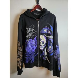 Rare Eternal Dishonored Hoodie SS2021 – Gothic Zip Up, Embroidered Streetwear XL